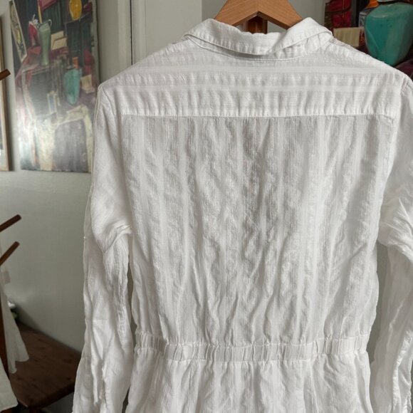 DKNY - Button-Front Drawstring Shirt Dress in White - Picture 8 of 8